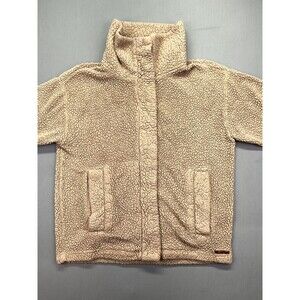 Billabong Teddy Bear Jacket‎ Womens Small Beige Snap Closure Faux Fur Cozy